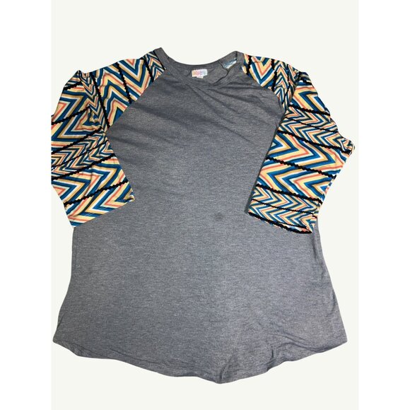 LuLaRoe Womens 3XL Gray & Multicolor Chevron Sleeve Top - Picture 1 of 11